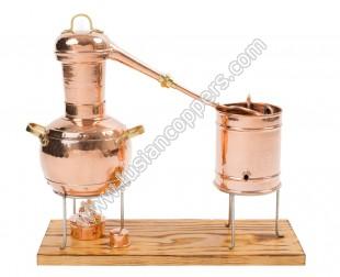Copper Alembic Still (Arabic Model) with Wooden Base